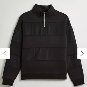 Standard Cloth‎ Nylon Stripe Pullover Sweatshirt black 1/4 zip men's size large